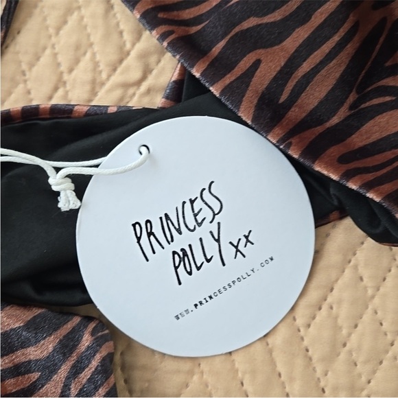 NWT princess polly brown animal print dance till dawn crop bandeau tie top 4 - Picture 5 of 8